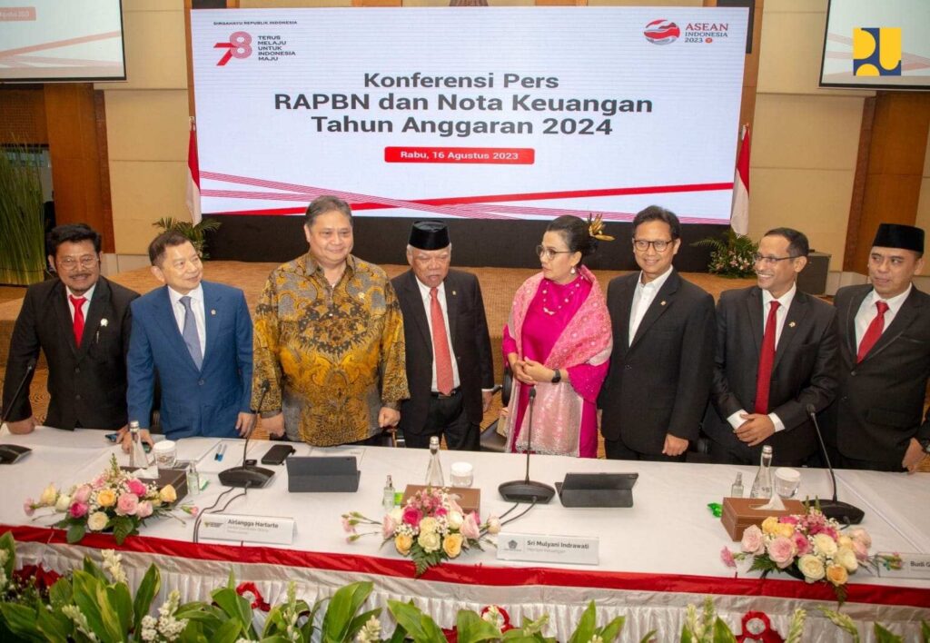 Menteri PUPR Basuki Hadimuljono di Konferensi Pers RAPBN dan Nota Keuangan 2024. | Dok. Kementerian PUPR