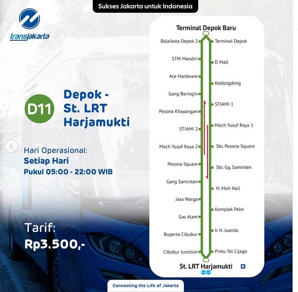 Rute baru Transjakarta D11. | Instagram @pt_transjakarta