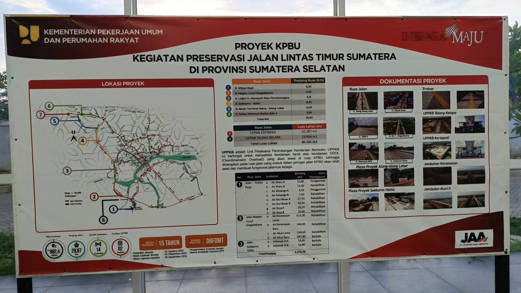 Maps Proyek KPBU Jalan Lintas Timur Sumatera Provinsi Sumatera Selatan