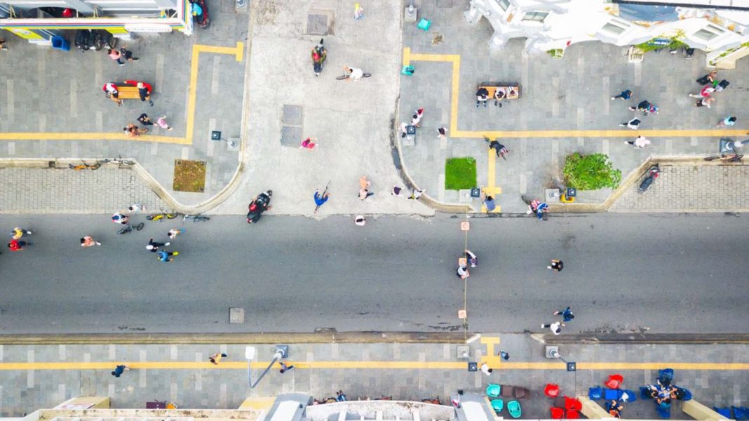 Aktivitas di Kota Lama Kesawan, Kota Medan, dilihat dari ketinggian. | Dok. Kementerian PUPR